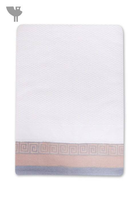 Handloom Cotton Bath Towel With Block Print Border