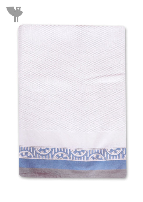 Handloom Cotton Bath Towel With Block Print Border