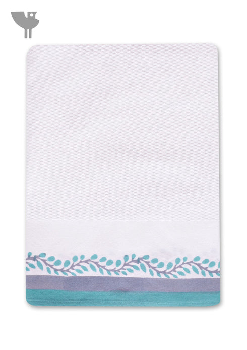 Handloom Cotton Bath Towel With Block Print Border