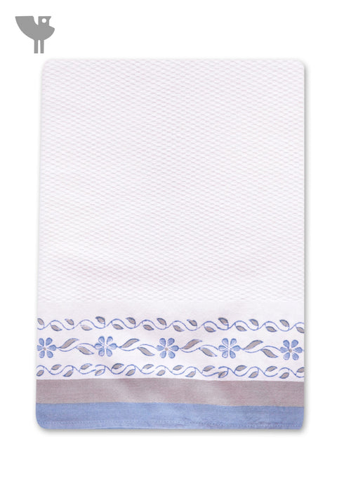Handloom Cotton Bath Towel With Block Print Border