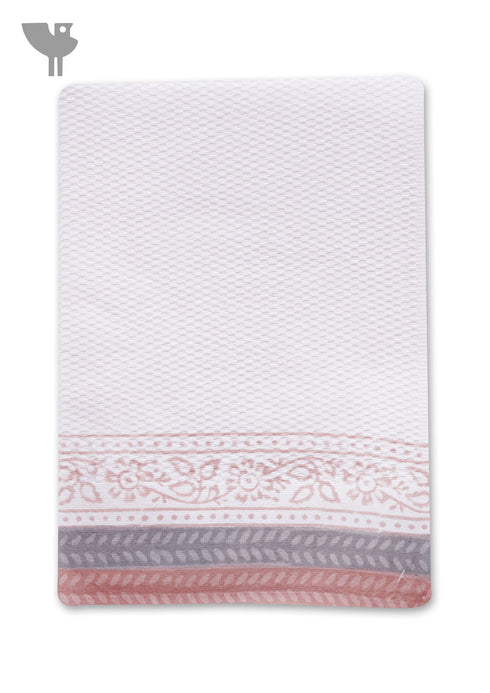 Handloom Cotton Bath Towel With Block Print Border