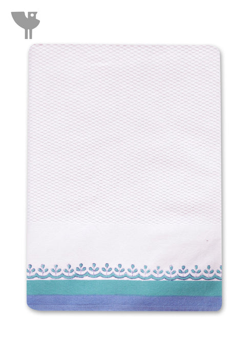 Handloom Cotton Bath Towel With Block Print Border