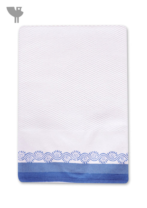 Handloom Cotton Bath Towel With Block Print Border