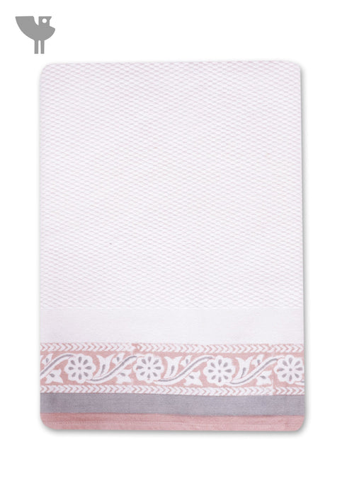 Handloom Cotton Bath Towel With Block Print Border