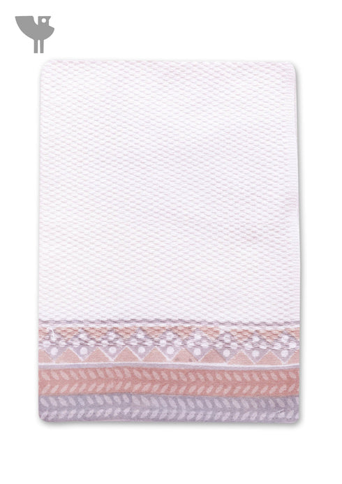 Handloom Cotton Bath Towel With Block Print Border
