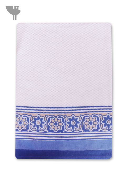 Handloom Cotton Bath Towel With Block Print Border