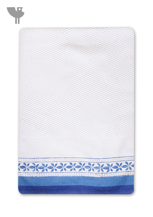 Handloom Cotton Hand Towel with Block Print Border