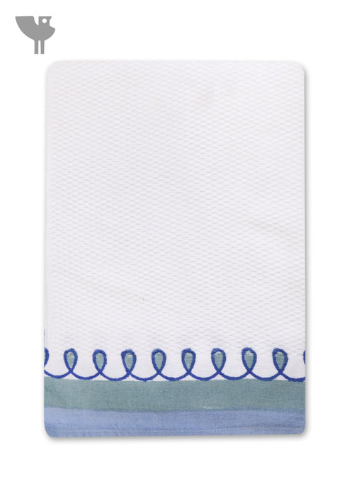 Handloom Cotton Hand Towel With Block Print Border
