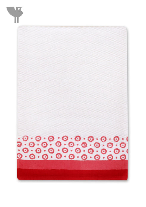 Handloom Cotton Hand Towel With Block Print Border