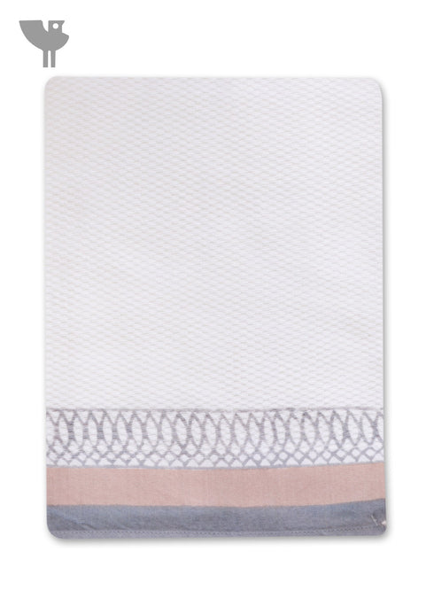 Handloom Cotton Hand Towel With Block Print Border