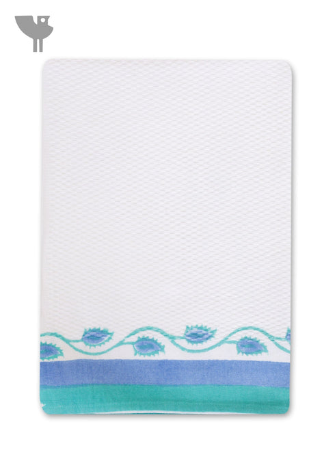 Handloom Cotton Hand Towel With Block Print Border