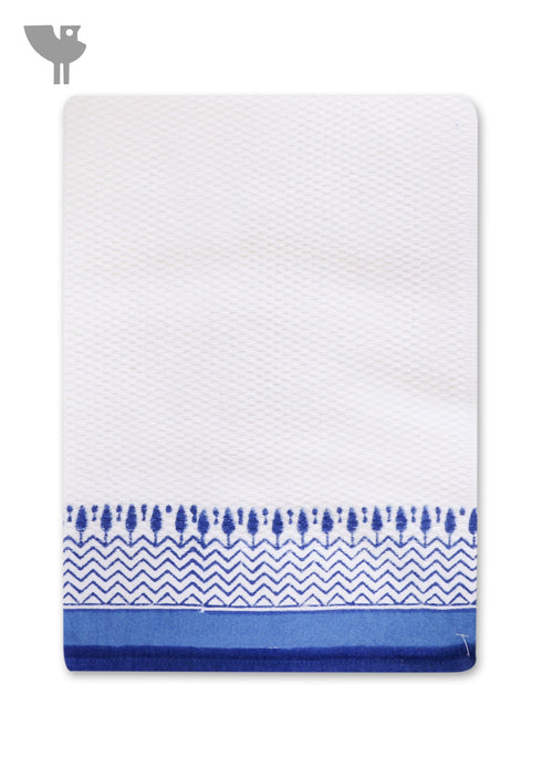 Handloom Cotton Hand Towel With Block Print Border