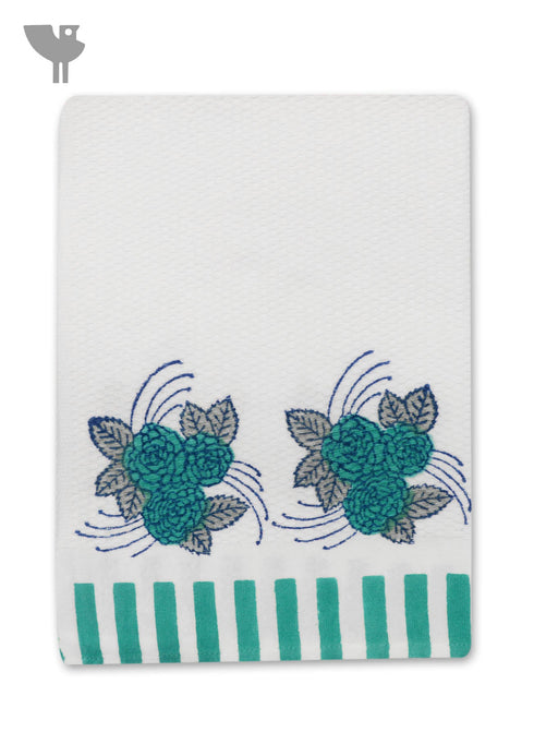 Handloom Cotton Hand Towel With Block Print Border