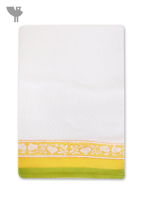 Handloom Cotton Hand Towel With Block Print Border