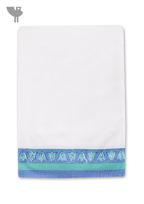 Handloom Cotton Hand Towel With Block Print Border