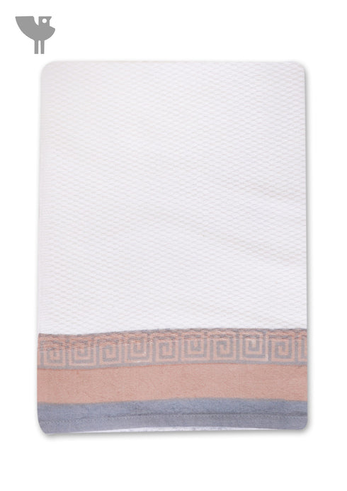 Handloom Cotton Hand Towel With Block Print Border