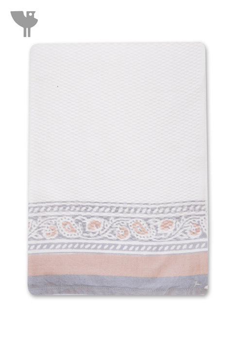 Handloom Cotton Hand Towel With Block Print Border