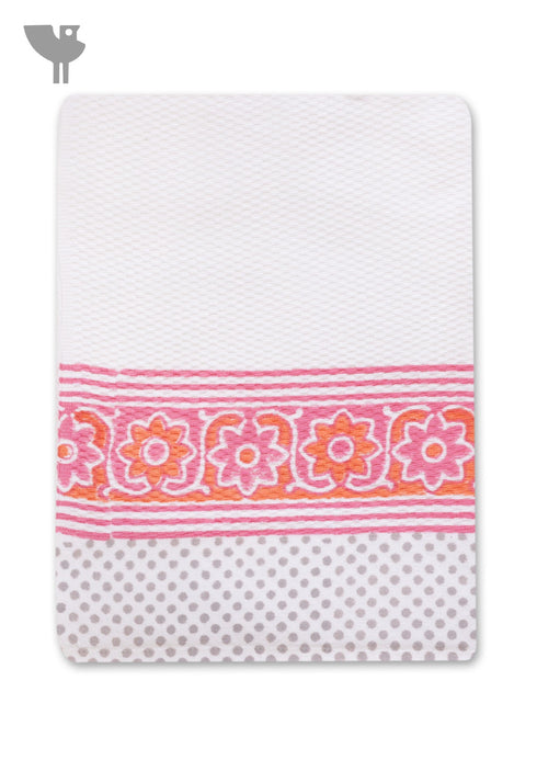 Handloom Cotton Hand Towel With Block Print Border