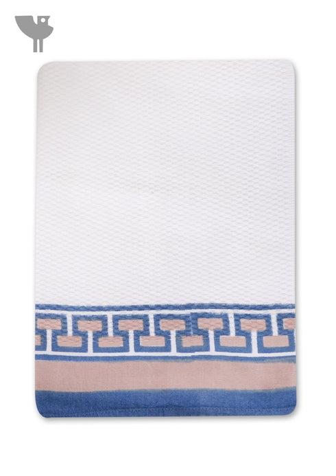 Handloom Cotton Hand Towel With Block Print Border