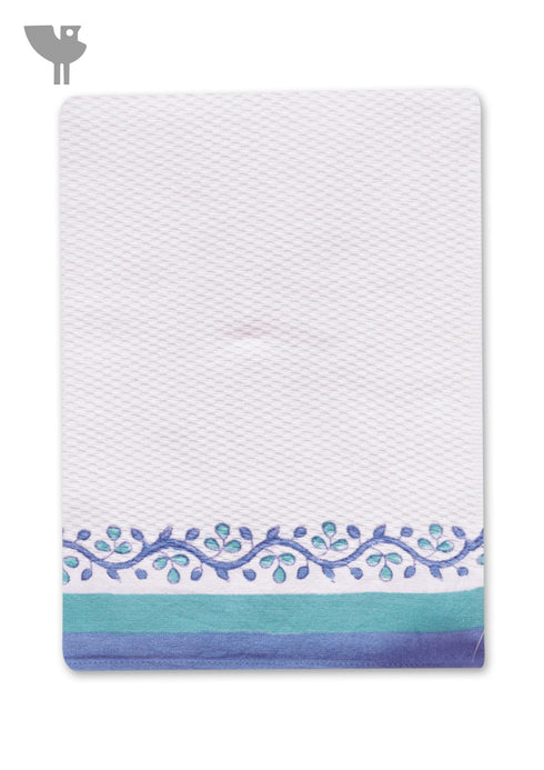Handloom Cotton Hand Towel With Block Print Border