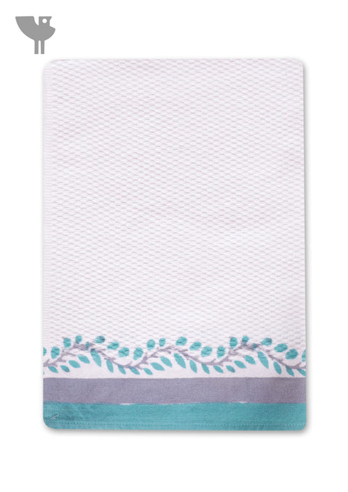 Handloom Cotton Hand Towel With Block Print Border