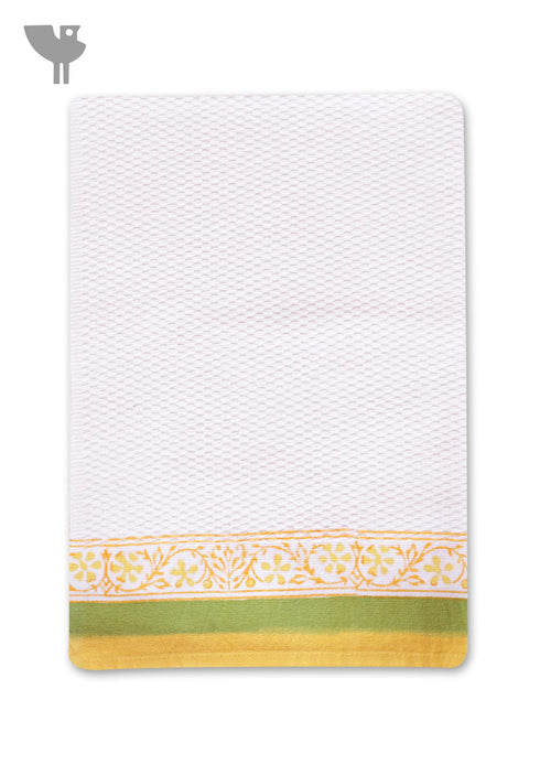 Handloom Cotton Hand Towel With Block Print Border