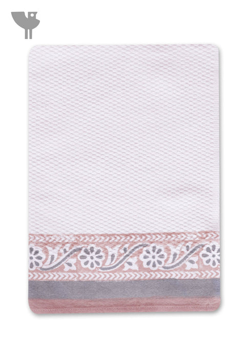 Handloom Cotton Hand Towel With Block Print Border