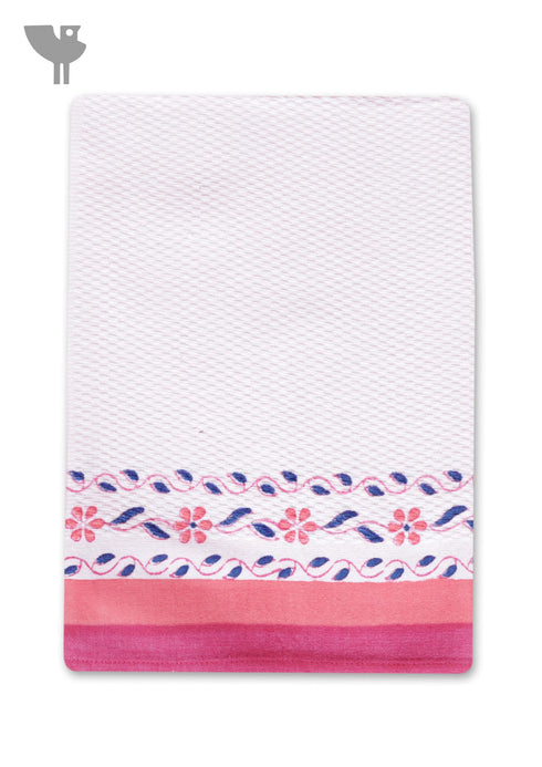 Handloom Cotton Hand Towel With Block Print Border
