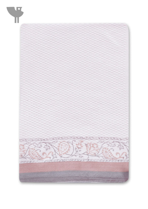 Handloom Cotton Hand Towel With Block Print Border