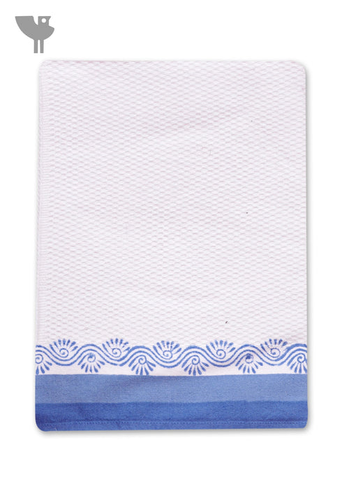 Handloom Cotton Hand Towel With Block Print Border