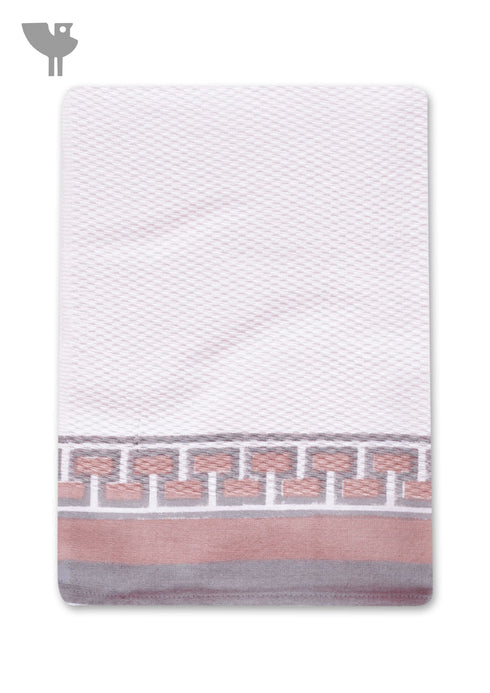 Handloom Cotton Hand Towel With Block Print Border