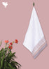 Handloom Cotton Hand Towel With Block Print Border
