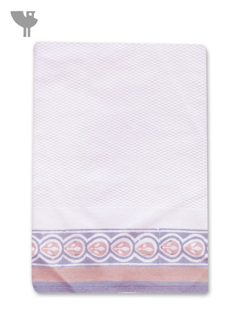 Handloom Cotton Hand Towel With Block Print Border