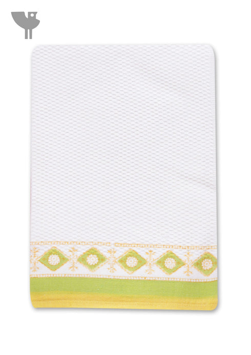 Handloom Cotton Hand Towel With Block Print Border