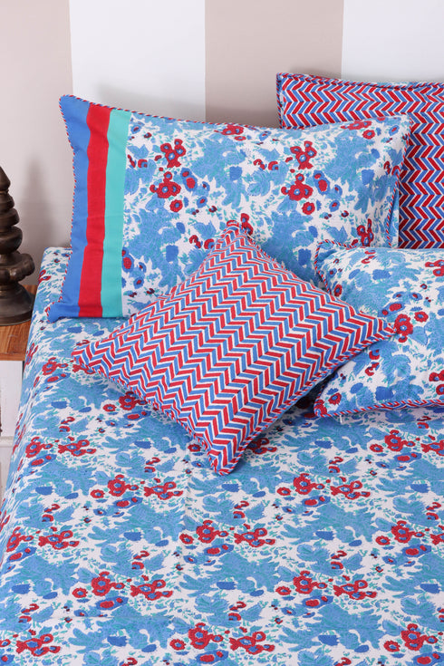 Mulmul Cotton Quilt in Floral Block Print