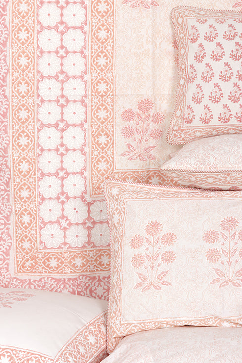 20s Cotton Bed Cover in Floral Block Print