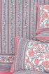 20s Cotton Bed Cover In Cloud Grey and Rose Pink Floral Print