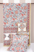 20s Cotton Bed Cover In Indian Blue and Brick Red Floral Print