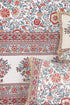 20s Cotton Bed Cover In Indian Blue and Brick Red Floral Print