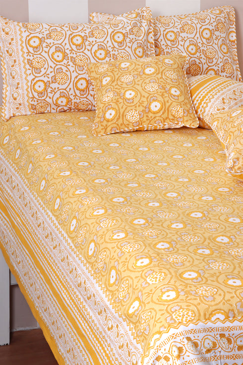 20s Cotton Bed Cover in Floral Block Print