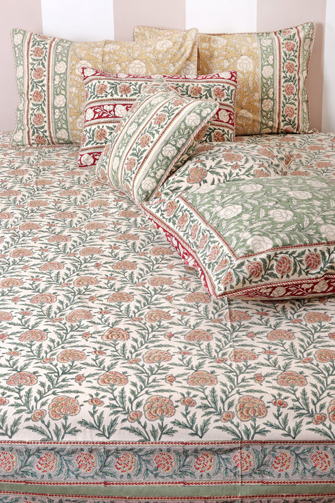 20s Cotton Bed Cover in Block Print