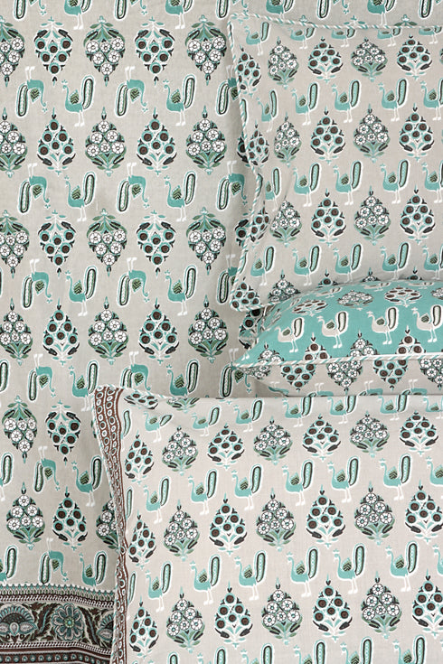 20s Cotton Bed Cover in Graphic Block Print