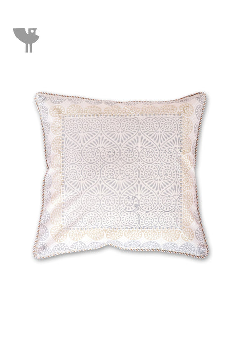 20s Cotton Cushion Cover in Block Print with Piping
