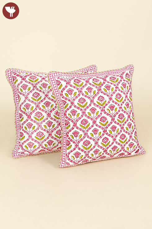 20s Cotton Cushion Cover In Geometric Block Print