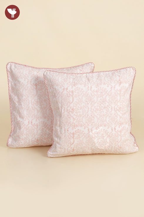 20s Cotton Cushion Cover in Floral Block Print