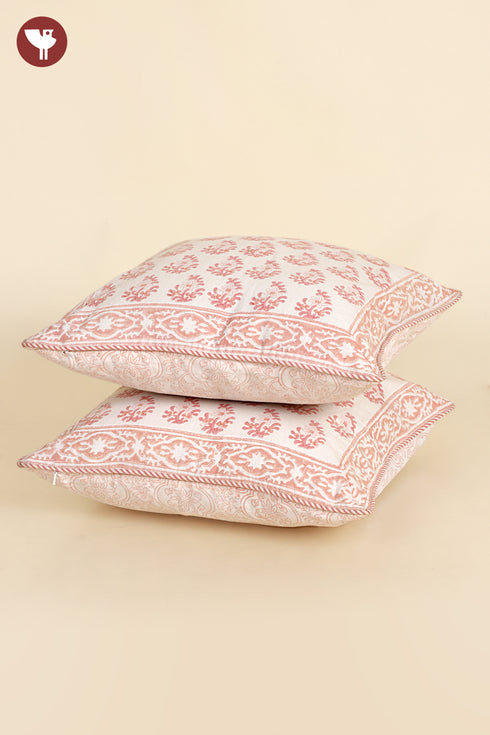 20s Cotton Cushion Cover in Floral Block Print