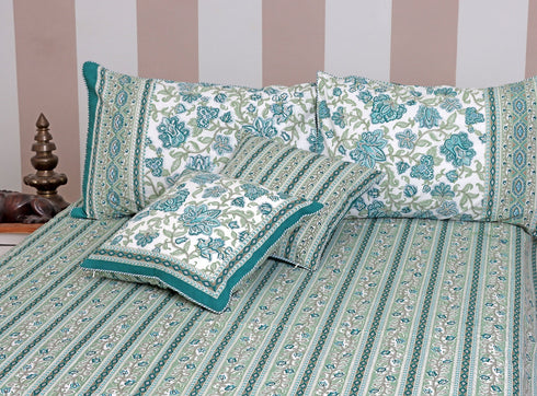 20s Cotton Cushion Cover In Emerald Green Floral Print