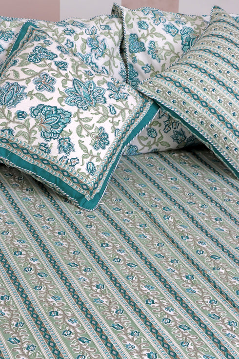 20s Cotton Cushion Cover In Emerald Green Floral Print