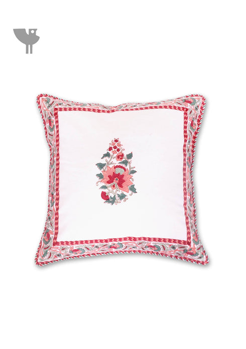 20s Cotton Cushion Cover in Floral Block Print