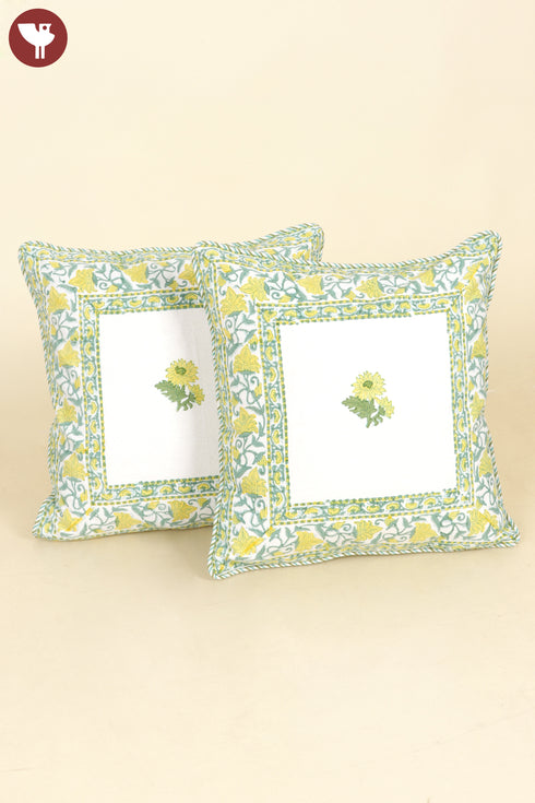 20s Cotton Cushion Cover in Floral Block Print